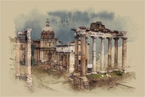 Obraz - Forum Romanum, Rím, Taliansko (90x60 cm)