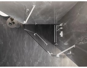 Mexen Lunar, päťuholníkový sprchový kút s pravým sklonom 80 x 80 cm, 8mm číre sklo, biely profil, 831-080P-080L-20-00-P