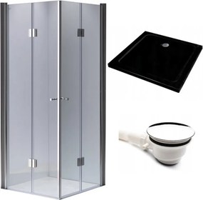 BPS-koupelny Štvorcový sprchový kút HYD-SK1290C 100x100 chróm/transparent + vanička HYD-SSV-ST06A čierna