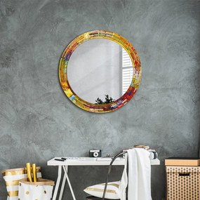 Okrúhle ozdobné zrkadlo Farebné okno z farebného skla fi 70 cm