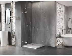 Mexen Lunar Duo, výklopný sprchový kút 70 x 70 cm, 8mm číre sklo, oceľový profil, 834-070L-070P-97-00
