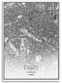 Obraz na plátně Mapa města Paříž - 60x90 cm