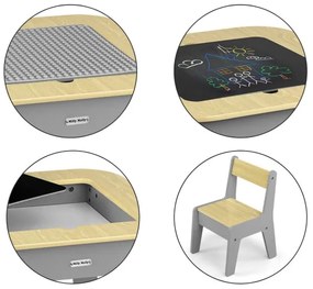 Detský stôl Olaf Blocks tmavosivý s dvoma stoličkami