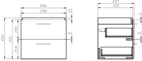 Cersanit Lara City 60, SET skrinka + umývadlo, 594x447x460 mm, biela lesklá, S801-142-DSM