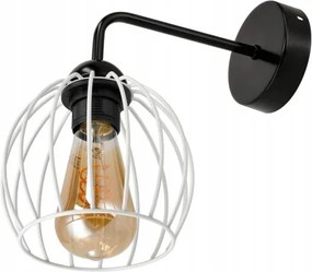 Čierna LED nástenná lampa LOFT edison + biele tienidlo 1xe27