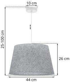 Závesné svietidlo Len1, 1x šedé textilné tienidlo, (fi 44 cm), w