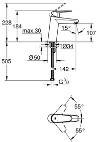GROHE 23449002 - Umývadlová batéria EURODISC COSMOPOLITAN, veľkosť M, chróm