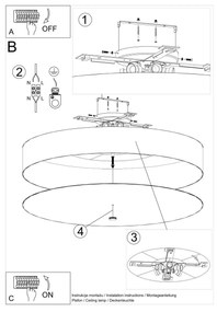 Stropné svietidlo Skala, 1x biele textilné tienidlo, (biele sklo), (fi 100 cm)