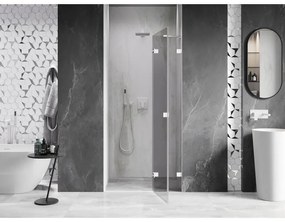 Mexen, Mexen Lunar pravé otočné sprchové dvere 90 cm, transparentné, biele - 834-090-000-20-00-P