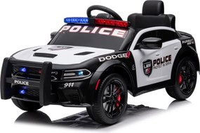 LEAN CARS Elektrické autíčko Dodge Charger policajné, bielo-čierne