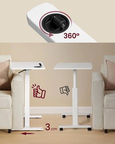 Výškovo nastaviteľný odkladací stolík Vasagle Elev 80 cm biely