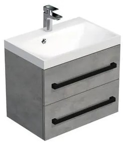 Kúpeľňová skrinka s čiernou úchytkou a umývadlom SAT Cube Way 60x53x40 cm betón mat CUBE2C60ZBE, 1 ks