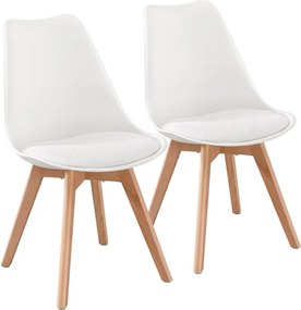 Set dvoch jedálenských stoličiek KDCB35988WD01 biele / hnedé nohy (2 ks)