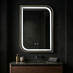 Rea Zone, LED zrkadlo, 60x80 cm, zlatá matná, HOM-00209