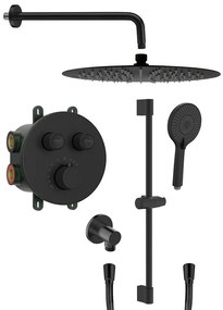 Sapho Sapho, SMART SELECT sprchový set s termostatickou batériou, 2 výstupy, posuvný držiak sprchy, čierna mat, RP032B-02