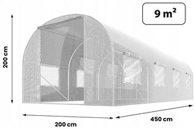 Global Income s.c. Záhradný tunelový fóliovník 2x4,5 m (9m2), biely