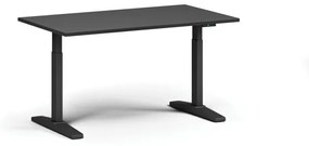 Výškovo nastaviteľný stôl, elektrický, 675-1325 mm, doska 1400x800 mm, čierna podnož, grafit
