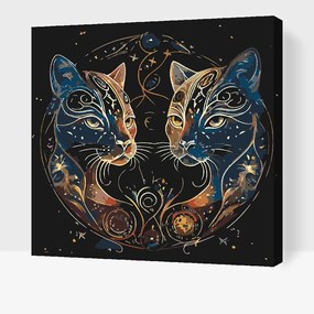 Gario Maľovanie podľa čísel Astrologické mačky Rozmery: 50 x 50 cm, Rámovanie: S vnútorným rámom