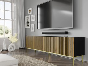 TV skrinka/stolík F 4D 200 Rowanna (dub artisan + čierna + zlatá). Akcia -20%. Vlastná spoľahlivá doprava až k Vám domov. 1125064
