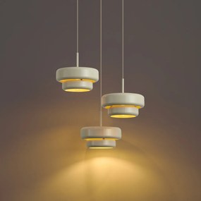 Retro závesná lampa béžová s kovovým tienidlom 3-svetelná - Ophelia