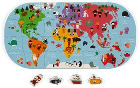 Hračka do vody mäkké puzzle pre deti Mapa sveta Janod 28 ks
