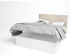 Biela/prírodná dvojlôžková posteľ v dekore duba s úložným priestorom 140x190 cm Sahara - Marckeric