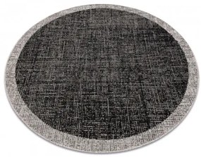 Koberec SIZAL FLOORLUX kruh 20401 Ramka čierny/strieborný