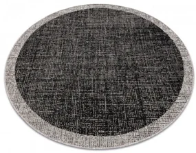 Koberec SIZAL FLOORLUX kruh 20401 Ramka čierny/strieborný