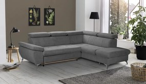 Rohová sedacia súprava Gisele, stredne šedá látka, pravý roh