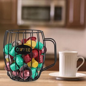 QUTTIN Organizér na kapsuly na kávu, dekoratívny kovový kôš v tvare hrnčeka BIG COFFEE
