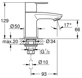 GROHE 23039002 - Páková umývadlová batéria EUROSTYLE COSMOPOLITAN, veľkosť XS, chróm
