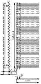 Aqualine Aqualine, TUBINI vykurovacie teleso 596x1454 mm, biela, DC320T