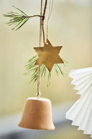 IB Laursen Závesná hlinená ozdoba CHRISTMAS BELL hnedá