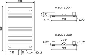 Mexen Uran, vykurovacie teleso 800x500 mm, 283 W, chrómová, W105-0800-500-00-01