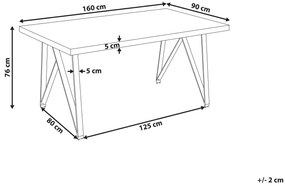 Jedálenský stôl s mramorovým efektom 160 x 90 cm biela/sivá GRIEGER Beliani