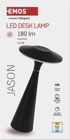 Nabíjacia stolová LED lampa Jason čierna
