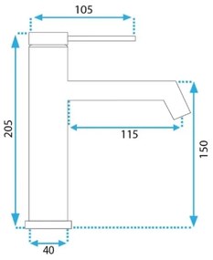 REA-B5316 - Umývadlová batéria FOSS 20,5 cm, brúsené zlato