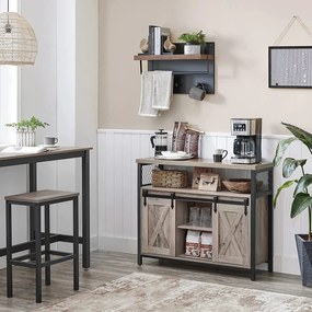 Skrinka s 2 posuvnými dverami, príborník, greige a čierna