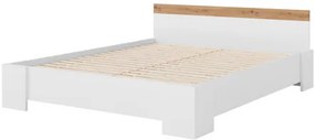 Manželská posteľ 160 cm Fritkit, Farby: biela / biela + dub lefkas