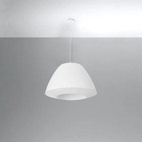 Závesné svietidlo Bella, 1x biele textilné tienidlo, (biele sklo), (fi 60 cm)