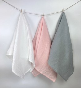 INTERMEDIC SK Mušelínové plienky 70x70 cm – 3 ks (biela, ružová, sivá)