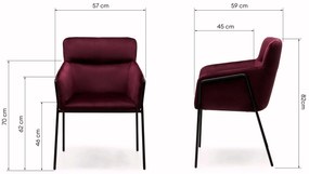 Vínové dizajnové jedálenské kreslo HELSINKI VELVET
