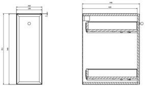 Cersanit S1022-006 - Závesná kúpeľňová skrinka MILLE 20x45 cm matná biela