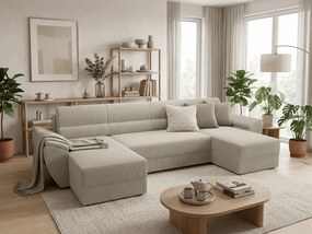 Rozkladacia sedacia súprava do U TAVERO 321x140 cm, svetlobéžová