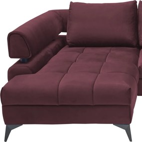 Rohová sedacia súprava Paris, vínová látka, ľavý roh