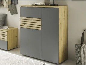 Predsieňová skrinka/botník Milan, dub artisan/sivá%