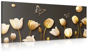 Obraz tulipány so zlatým motívom Varianta: 100x50