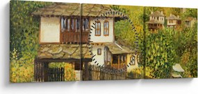 Obraz - Chalúpky v lete (s hodinami) (90x30 cm)