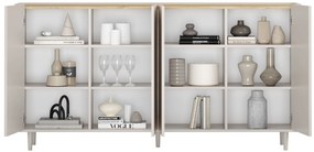 Komoda Elivo 200 cm štvordverová na nožičkách - kašmír / olejovaný dub