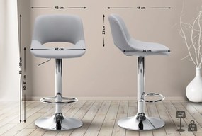 2x Barová stolička Camden - koženka, chróm rám - Sivá